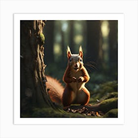 Red Squirrel In The Forest 56 Art Print