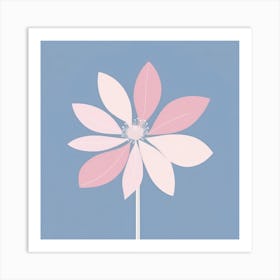 A White And Pink Flower In Minimalist Style Square Composition 209 Art Print