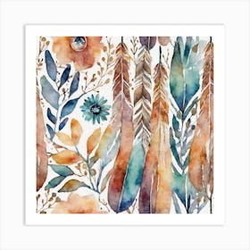 boho art leaves Art Print