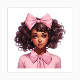 Afro Girl With Pink Bow Art Print