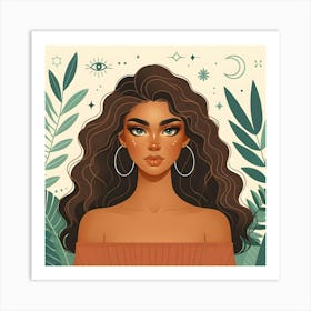 Beautiful Woman With Long Hair Art Print