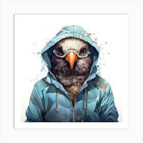 Watercolour Cartoon Pigeon In A Hoodie 3 Art Print