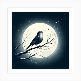 Bird In The Moonlight 1 Art Print