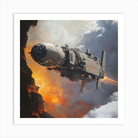 Spaceship In Space Art Print