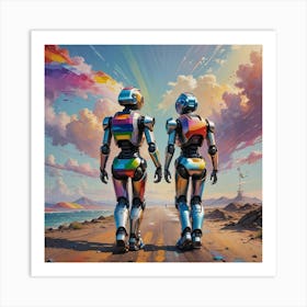 Robots On The Road Art Print