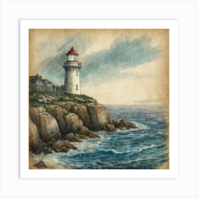 Lighthouse On The Cliff Art Print