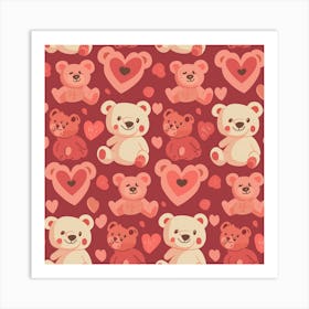 Teddy Bears Seamless Pattern Art Print