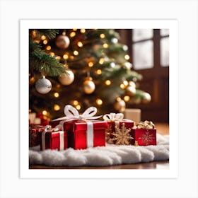 Christmas Gifts Under The Tree Art Print