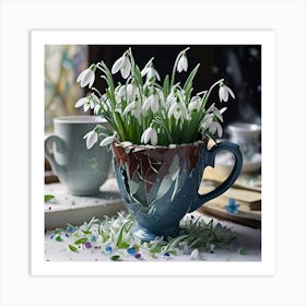 Snowdrops In A Cup 1 Art Print