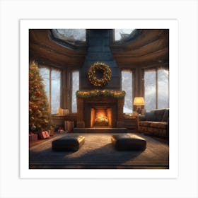 Christmas Living Room Art Print