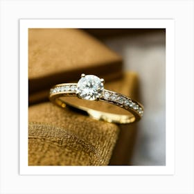 Diamond Wedding Ring With Gold Band (1) Art Print