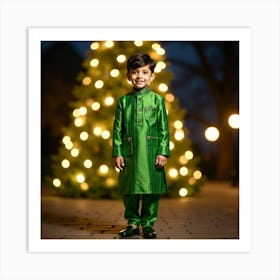 Boy In Green Kurta Art Print