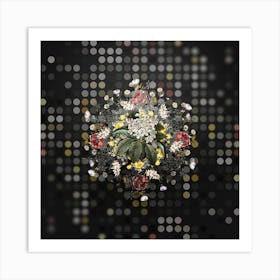 Vintage Shipova Flower Wreath on Dot Bokeh Pattern n.0315 Art Print