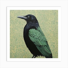 Ohara Koson Inspired Bird Painting Crow 3 Square Art Print