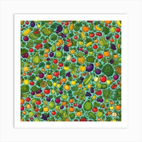 Lots Of Fruits And Vegitables Art Print