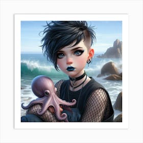 Octopus Girl 1 Art Print
