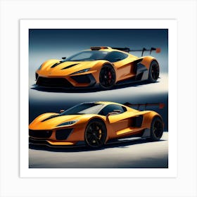 yellow sports car Art Print