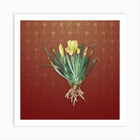 Vintage Crimean Iris Botanical on Falu Red Pattern n.1905 Art Print