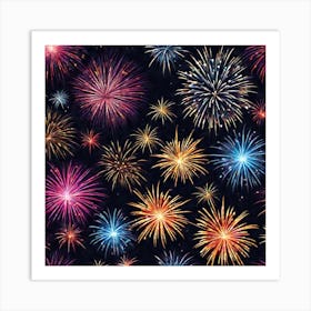 Fireworks Seamless Pattern 2 Art Print