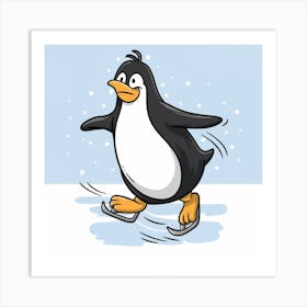 Penguin Ice Skating 2 Art Print