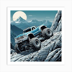 Monster Truck On The Mountain Art Print