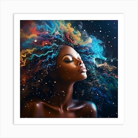 Beautiful Black Woman With Colorful Hair Art Print