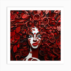 Red Woman With Red Hair Art Print