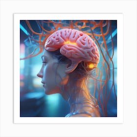 Woman With Brain Art Print