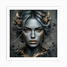 Golden Reverie: Portrait of Grace and Elegance 1 Art Print