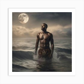 Full Moon In The Ocean Art Print