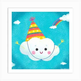 Happy Birthday Cloud Square Art Print