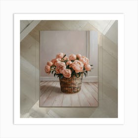 Peonies In A Basket 3 Art Print