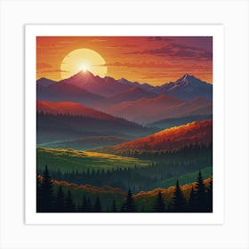 Sunset In The Mountains 45 Art Print