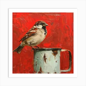 Sparrow In A Mug 5 Art Print