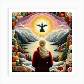 Blonde Women and Angel 4 Art Print