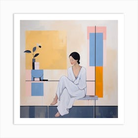 Woman In White Art Print