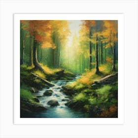 Stream In The Forest 1 Art Print