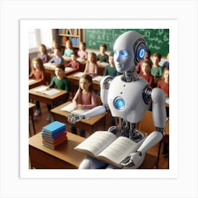 Robot In Classroom 17 Art Print