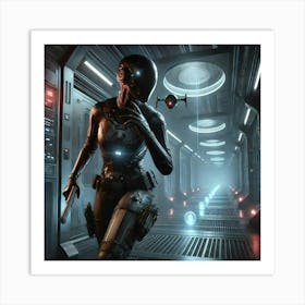 A Sci Fi Scene Illustrating Stealth Mastery, Fea Art Print