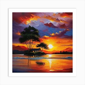 Sunset On The Lake 11 Art Print