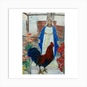 La virgen y el gallo Art Print