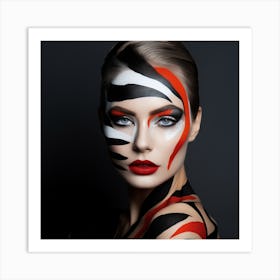 Beautiful Woman With A Zebra Tattoo Art Print