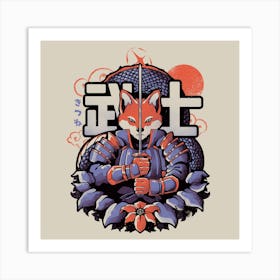 Samurai Fox Square Art Print