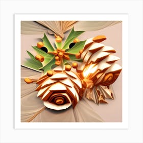 Holly Cones Art Print