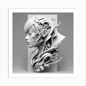 3d Rendering Of A Woman'S Head Art Print