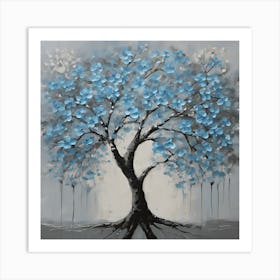 Tree Of Blue Flowers Art Print