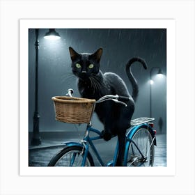 Black Cat On A Bicycle Poster