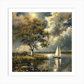 Sailboat On The Lake Art Print