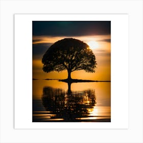 Lone Tree In The Water Art Print