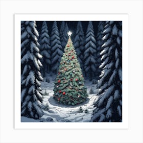 Christmas Tree In The Forest 101 Art Print
